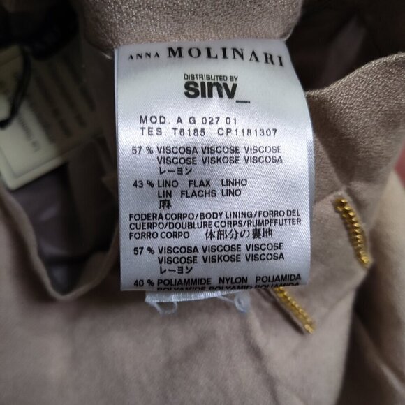 Molinari Belted Pencil Skirt Flax Linen Midi Tan Women's Size 42 US 6 NWT - Picture 4 of 7